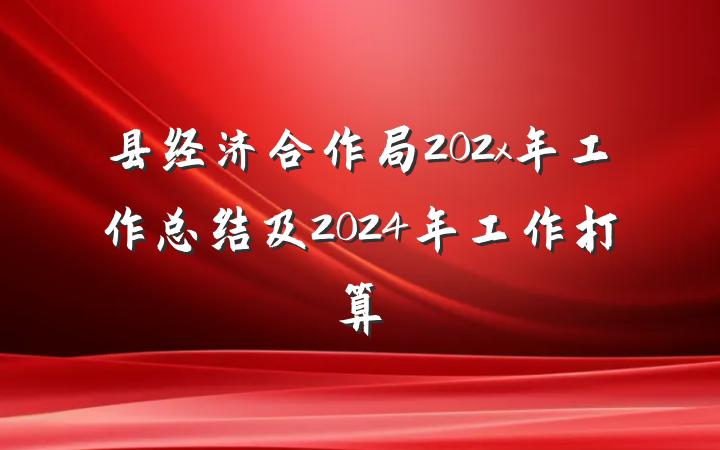 县经济合作局202x年工作总结及2024年工作打算