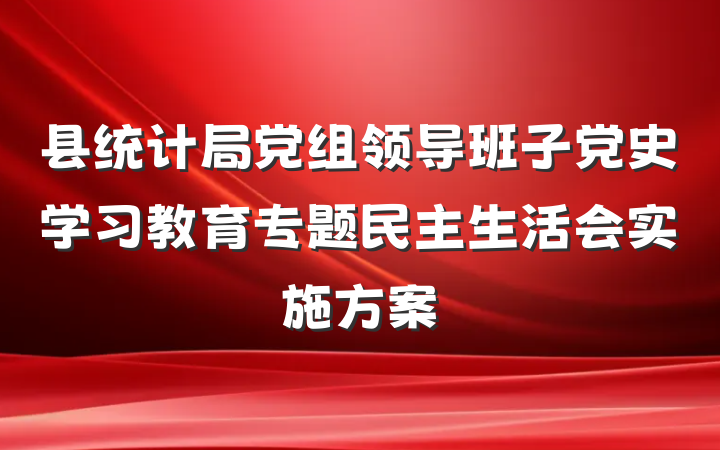 县统计局党组领导班子党史学习教育专题民主生活会实施方案