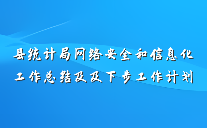 县统计局网络安全和信息化工作总结及及下步工作计划