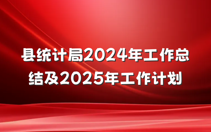 县统计局2024年工作总结及2025年工作计划