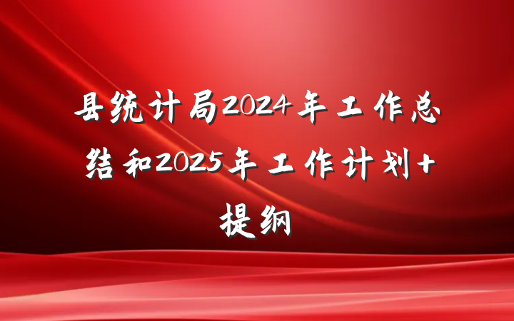 县统计局2024年工作总结和2025年工作计划 提纲