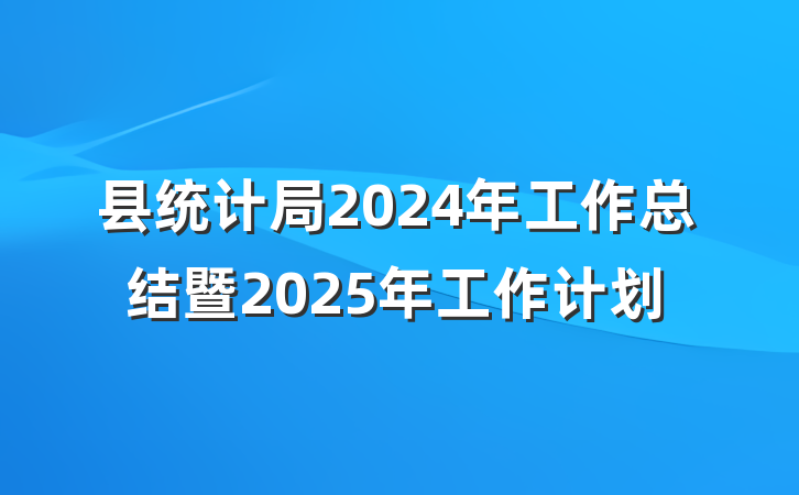 县统计局2024年工作总结暨2025年工作计划
