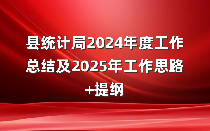 县统计局2024年度工作总结及2025年工作思路 提纲