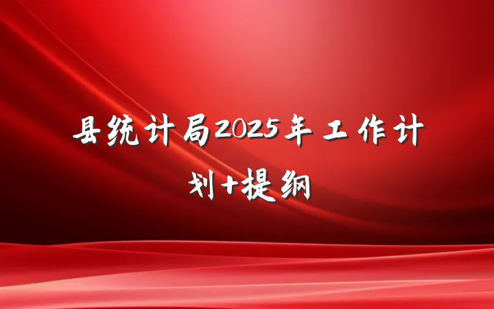 县统计局2025年工作计划 提纲