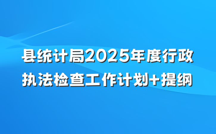 县统计局2025年度行政执法检查工作计划 提纲