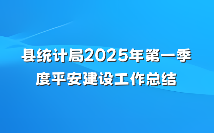 县统计局2025年第一季度平安建设工作总结