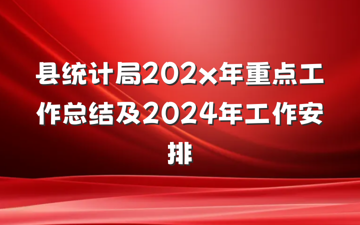县统计局202x年重点工作总结及2024年工作安排