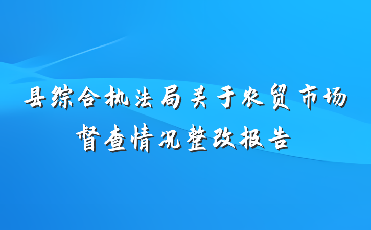 县综合执法局关于农贸市场督查情况整改报告