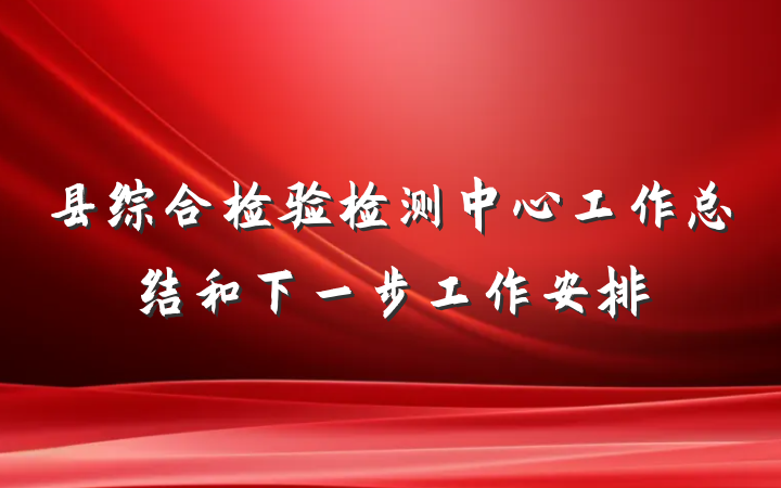 县综合检验检测中心工作总结和下一步工作安排
