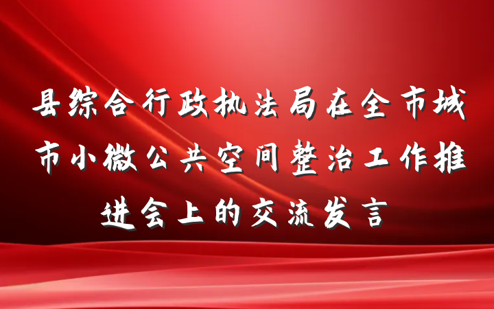 县综合行政执法局在全市城市小微公共空间整治工作推进会上的交流发言