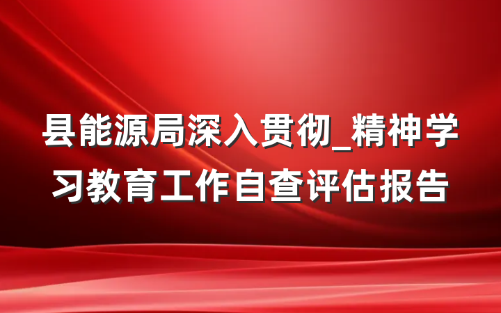 县能源局深入贯彻_精神学习教育工作自查评估报告