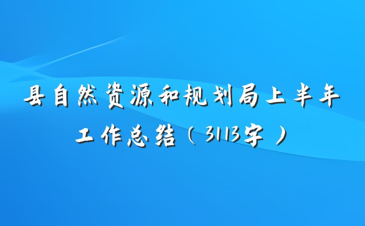 县自然资源和规划局上半年工作总结（3113字）