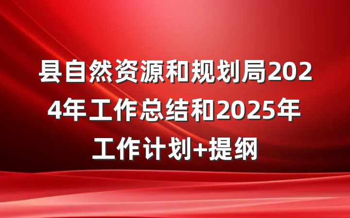 县自然资源和规划局2024年工作总结和2025年工作计划 提纲