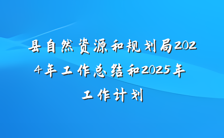 县自然资源和规划局2024年工作总结和2025年工作计划