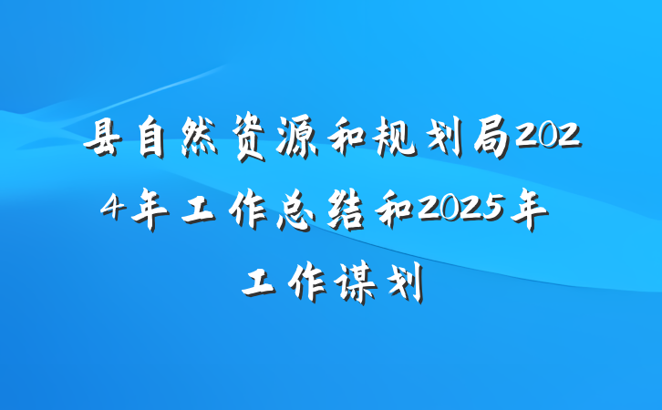 县自然资源和规划局2024年工作总结和2025年工作谋划
