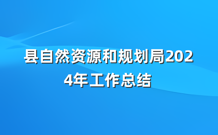 县自然资源和规划局2024年工作总结