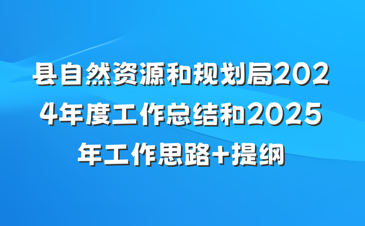 县自然资源和规划局2024年度工作总结和2025年工作思路 提纲