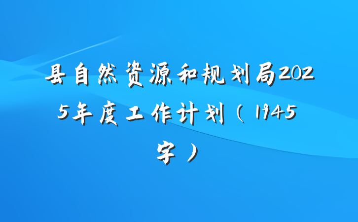 县自然资源和规划局2025年度工作计划（1945字）