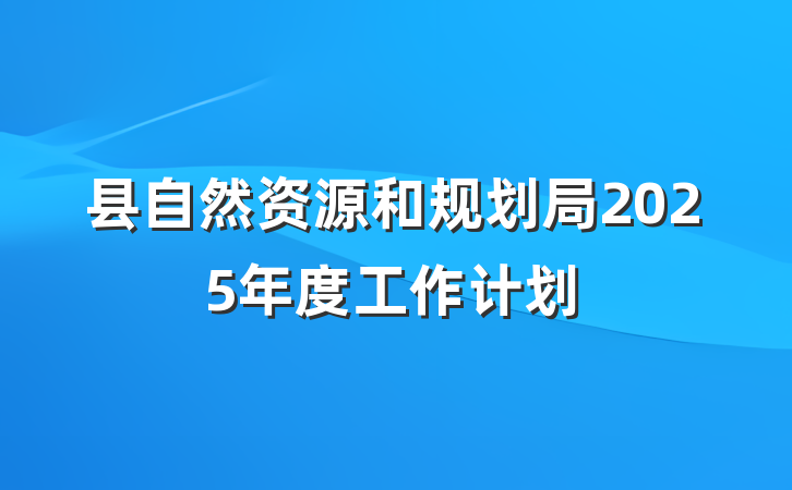 县自然资源和规划局2025年度工作计划