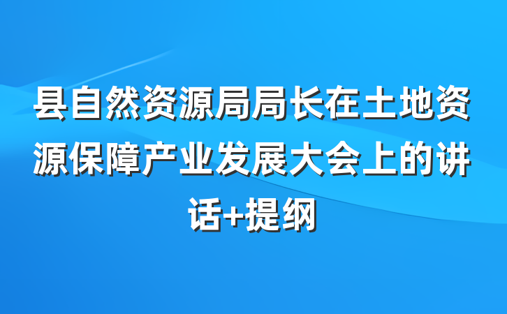 县自然资源局局长在土地资源保障产业发展大会上的讲话 提纲