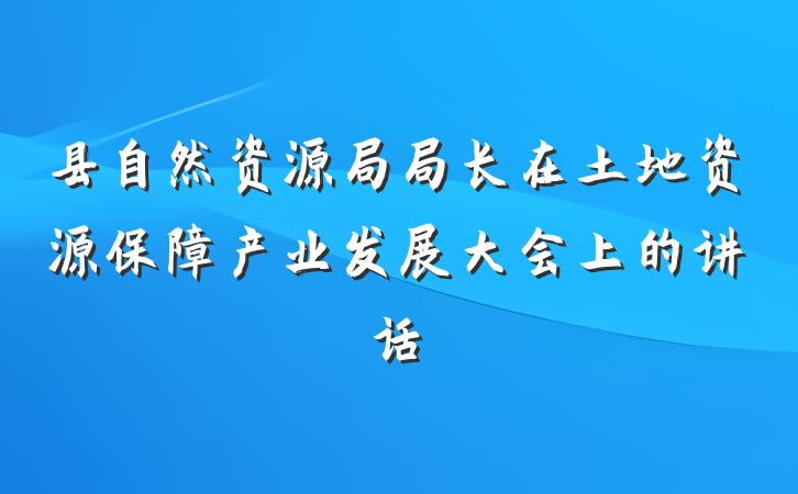 县自然资源局局长在土地资源保障产业发展大会上的讲话