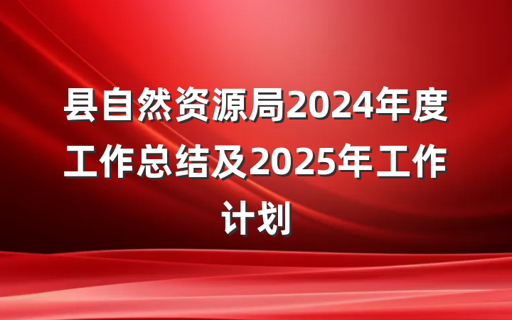 县自然资源局2024年度工作总结及2025年工作计划