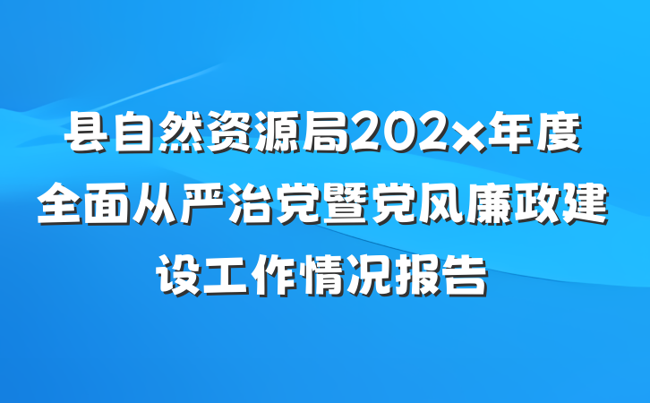 县自然资源局202x年度全面从严治党暨党风廉政建设工作情况报告