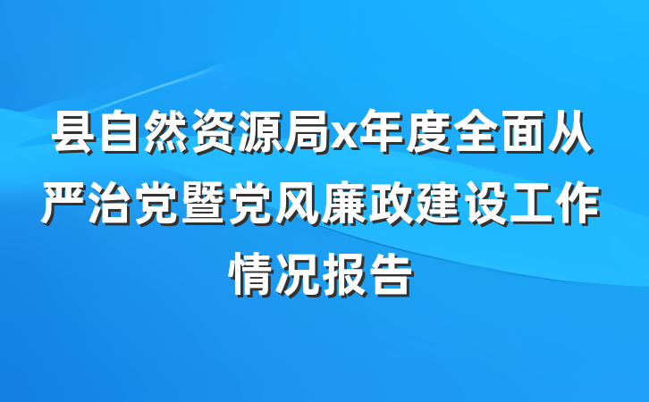 县自然资源局x年度全面从严治党暨党风廉政建设工作情况报告