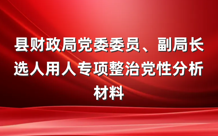 县财政局党委委员、副局长选人用人专项整治党性分析材料