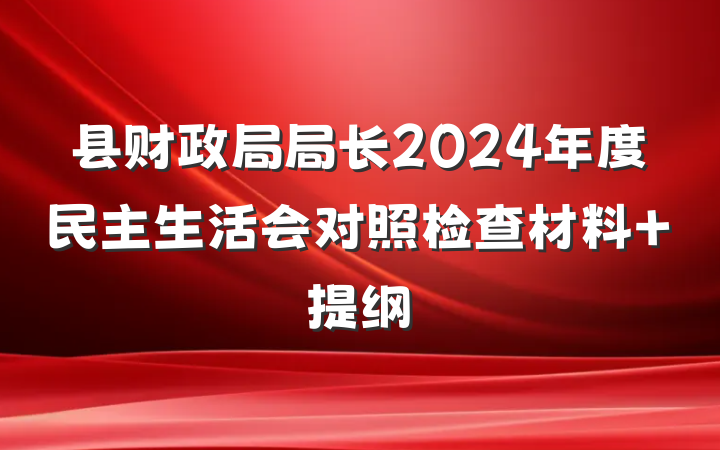 县财政局局长2024年度民主生活会对照检查材料 提纲