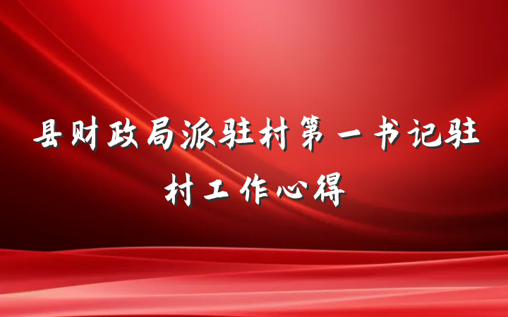县财政局派驻村第一书记驻村工作心得