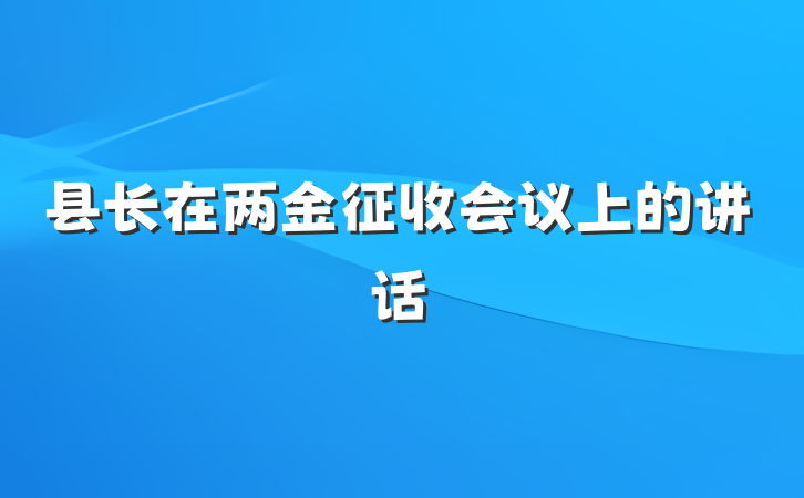 县长在两金征收会议上的讲话