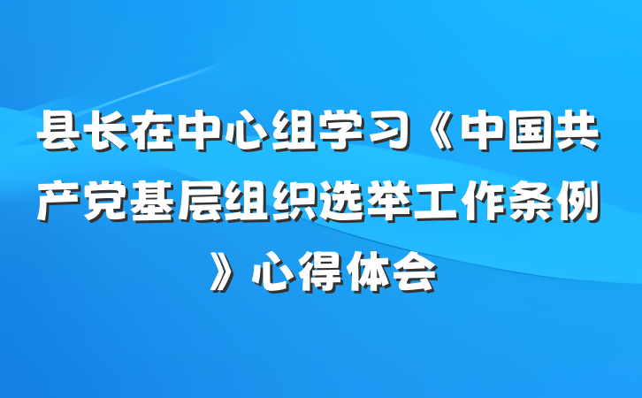 县长在中心组学习《中国共产党基层组织选举工作条例》心得体会