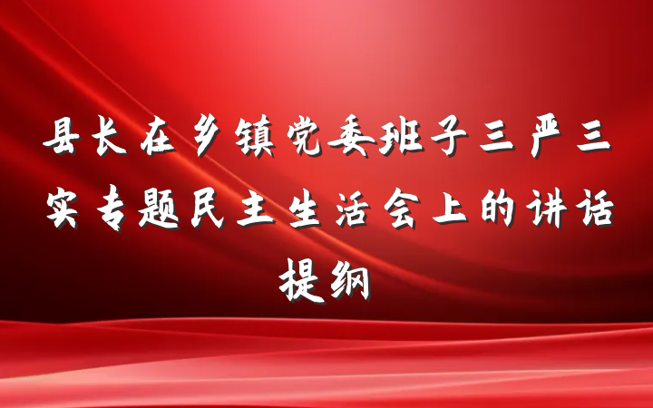 县长在乡镇党委班子三严三实专题民主生活会上的讲话提纲