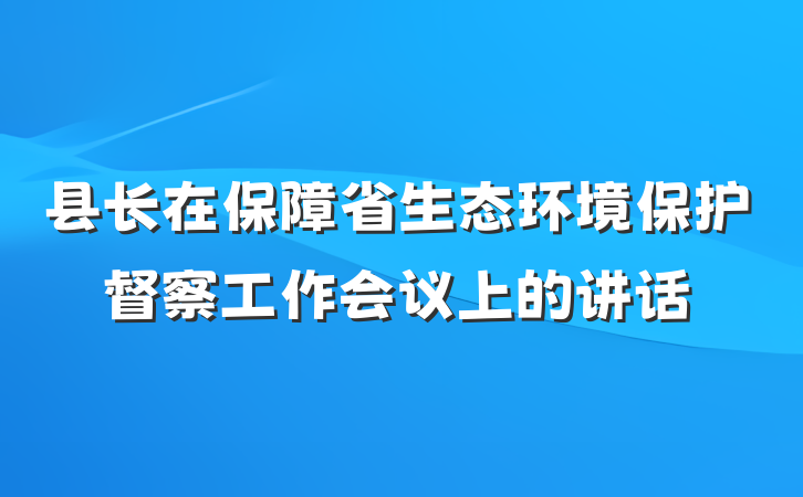 县长在保障省生态环境保护督察工作会议上的讲话