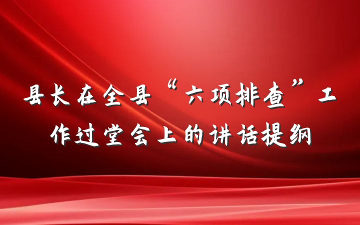 县长在全县“六项排查”工作过堂会上的讲话提纲