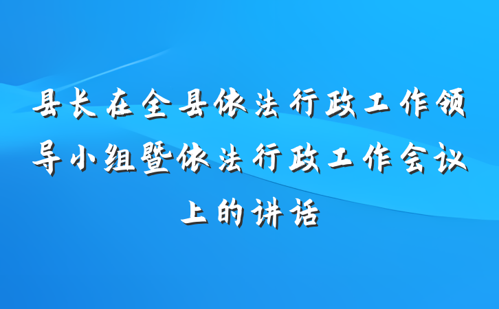 县长在全县依法行政工作领导小组暨依法行政工作会议上的讲话