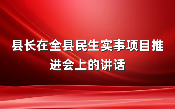 县长在全县民生实事项目推进会上的讲话