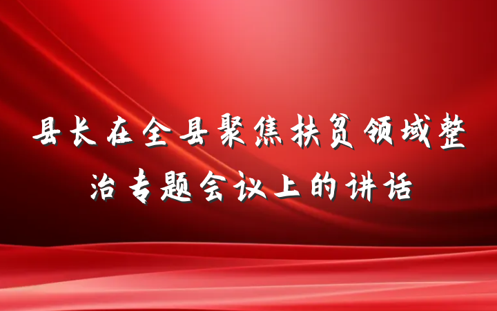 县长在全县聚焦扶贫领域整治专题会议上的讲话