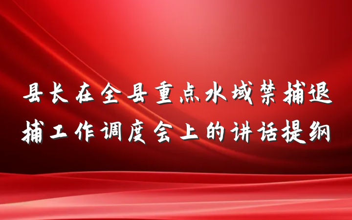 县长在全县重点水域禁捕退捕工作调度会上的讲话提纲