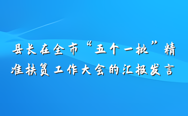 县长在全市“五个一批”精准扶贫工作大会的汇报发言