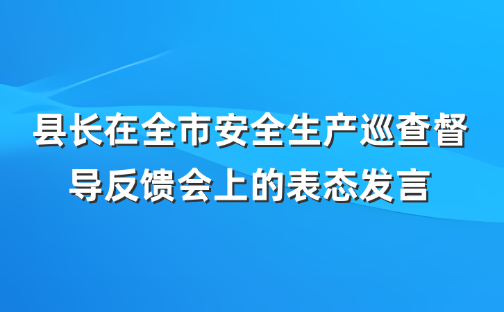 县长在全市安全生产巡查督导反馈会上的表态发言