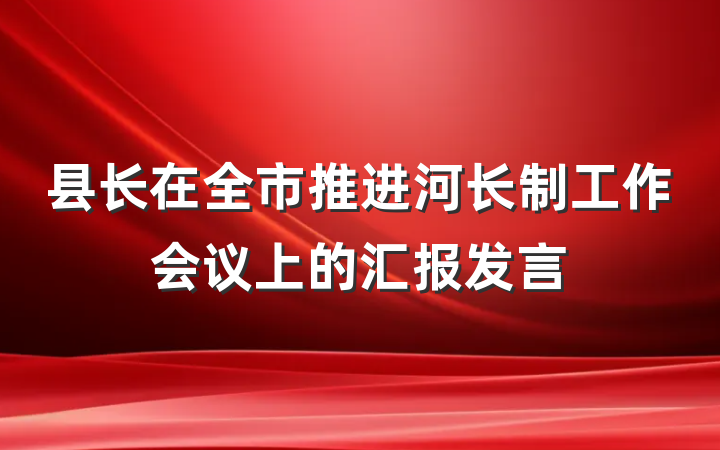 县长在全市推进河长制工作会议上的汇报发言