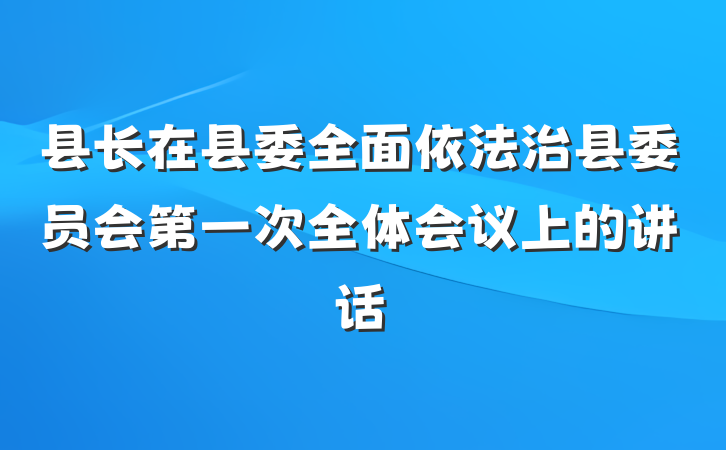 县长在县委全面依法治县委员会第一次全体会议上的讲话