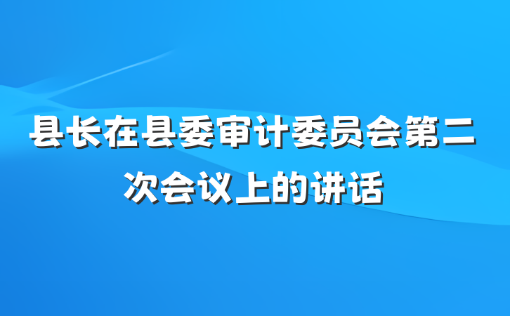 县长在县委审计委员会第二次会议上的讲话