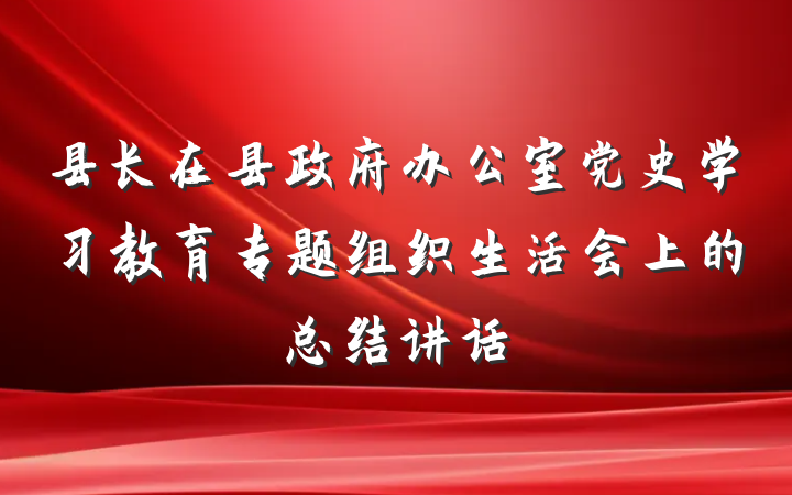 县长在县政府办公室党史学习教育专题组织生活会上的总结讲话