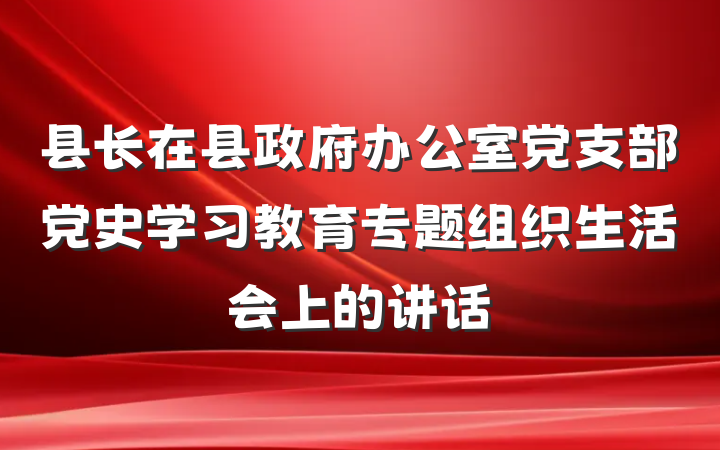 县长在县政府办公室党支部党史学习教育专题组织生活会上的讲话