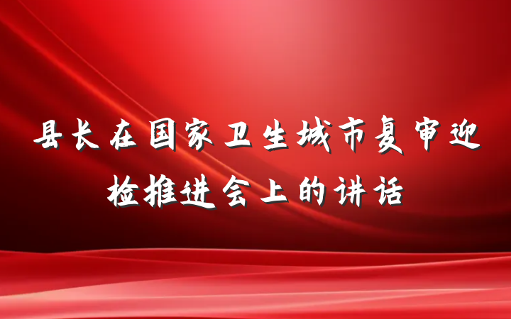县长在国家卫生城市复审迎检推进会上的讲话