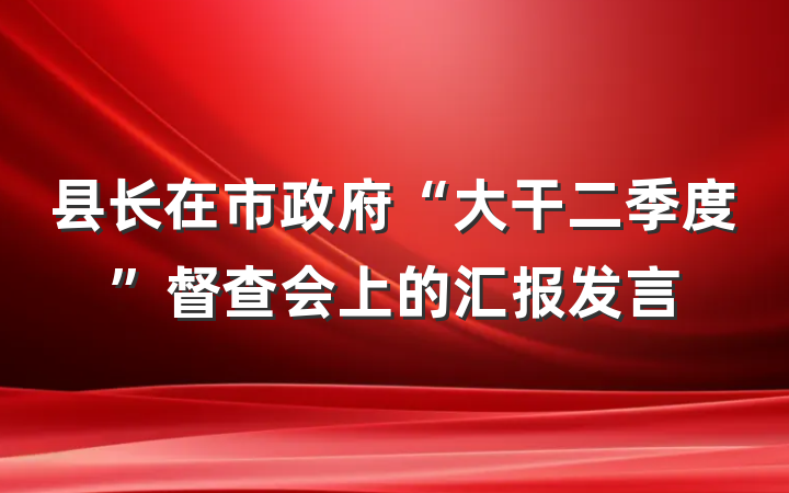 县长在市政府“大干二季度”督查会上的汇报发言
