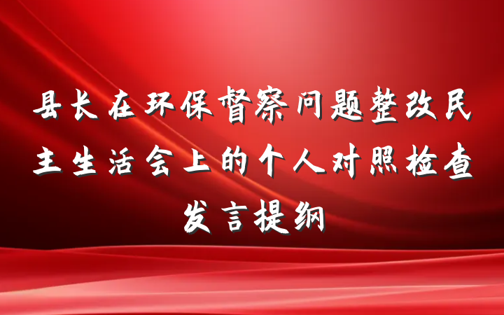 县长在环保督察问题整改民主生活会上的个人对照检查发言提纲
